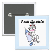 Sock Monkey Nurse I Call the Shots Gifts Pins