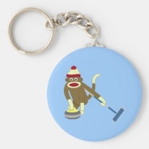 Sock Monkey Olympic Curling Key Chains