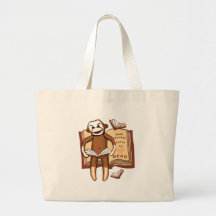 Sock Monkey Reads Tote Bags