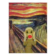 Sock Monkey Scream postcard