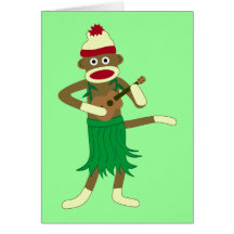 Sock Monkey Ukulele Card