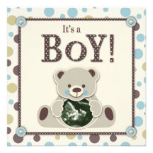 Soft as a Teddy Bear Invitation Square