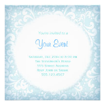Soft Blues and White Plumes Invitation