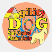 Soft_Coated_Wheaten_Terrier_Agility Round Stickers