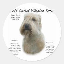 Soft Coated Wheaten Terrier History Design Round Stickers