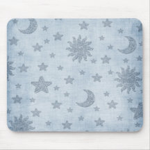 Soft Denim Sun, Moon, Stars Mousepads