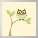 Soft Green Baby Owl Posters