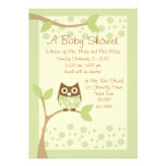 Soft Green Owl Baby Shower Invitation
