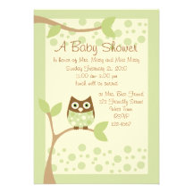 Soft Green Owl Baby Shower Invitation