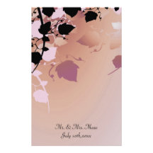Soft Peach Pastel Tree Leaves Wedding Customized Stationery