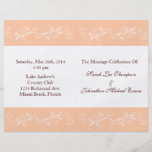 Soft Peach Wedding Programs Custom Flyer