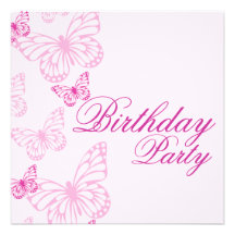 Soft Pink Butterfly Birthday Invitation