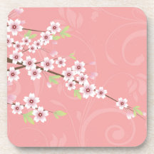 Soft Pink Cherry Blossom Beverage Coasters
