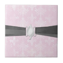soft pink distressed damask pattern ceramic tile