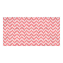 Soft red pink zigzag pattern personalized photo card