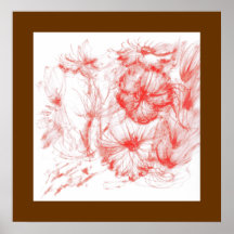 Soft Red Watercolour Flowers Poster