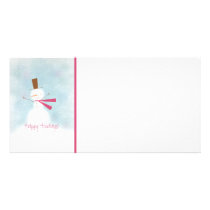 Soft Snowman Holiday photo card photo cards