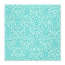 Soft Turquoise Damask Pattern Gallery Wrapped Canvas