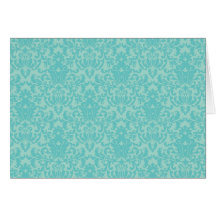 Soft Turquoise Damask Pattern Greeting Card