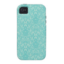 Soft Turquoise Damask Pattern iPhone 4/4S Covers