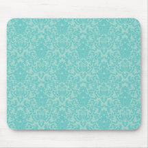 Soft Turquoise Damask Pattern Mousemat