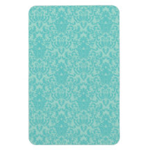 Soft Turquoise Damask Pattern Rectangle Magnets