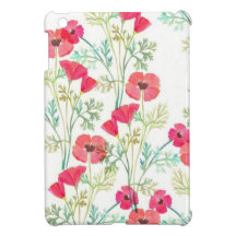 Soft Vintage Watercolor Poppies iPad Mini Covers