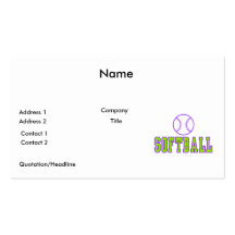 softball logo purple and green business cards