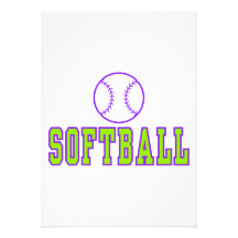 softball logo purple and green custom invitation