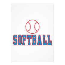 softball logo red and blue custom invite