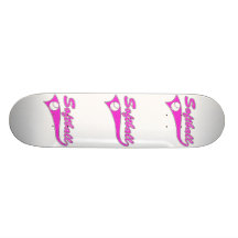 softball script text logo pink skateboard deck