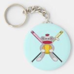 Softball Sock Monkey Keychains