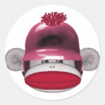Softball Sock Monkey Round Stickers