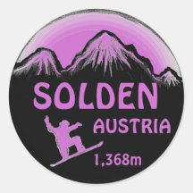 Solden Austria purple snowboard art stickers