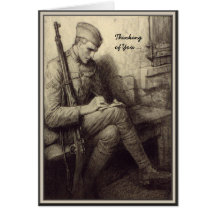 Soldier Writing a Letter Military Thinking of You Card