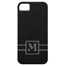 Solid Black with Monogram iPhone 5 Cases