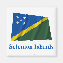 Solomon Islands Waving Flag with Name Magnet