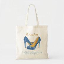 Something Blue Heels Personalised Bridesmaid Tote Canvas Bags