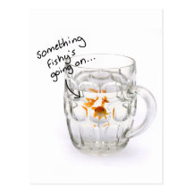 something fishy going on funny postcard