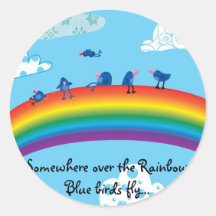 Somewhere over the rainbow round stickers