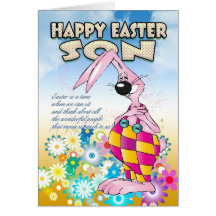 Son Easter Card - Easter Bunny Flowers