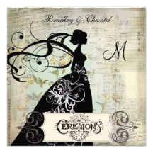 Song Blossoms Silhouette Bride Invite