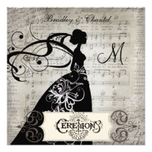 Song Pages Silhouette Bride Invite