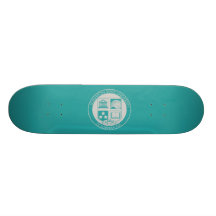 Sonniton State University Seal - Teal/Grey Skate Deck