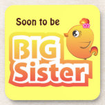 Soon to be big sister baby bird cartoon coaster