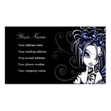 "Sophia" Blue Tattoo Fairy Art Business Cards