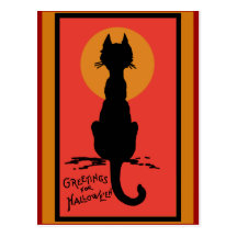 Sophisticated Black Cat Halloween Cards Postcard