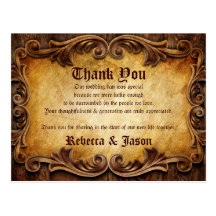 Sophisticated Elegant vintage wedding thankyou Postcard