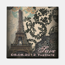 Sophisticated Paris Lace vintage save the date Refrigerator Magnet