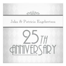 Sophisticated Silver 25th Wedding Anniversary Custom Announcements